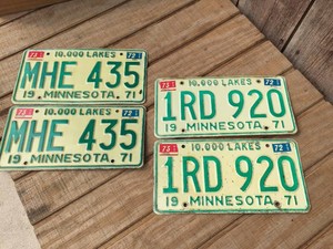 (2) Pair 1971 Minnesota License Plates - Nice