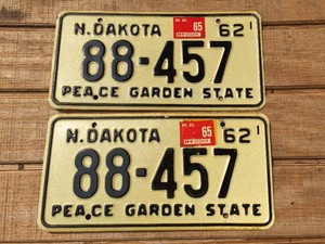 Pair 1962 North Dakota License Plates - Nice