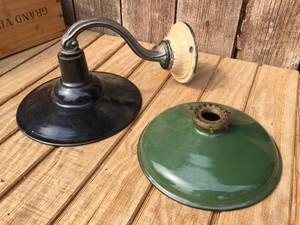 Vintage Cast Light Fixture with Porcelain Shades