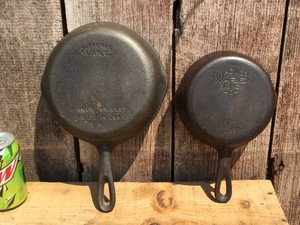 (2) Vintage WAGNER Cast Iron Skillets #3 - #5