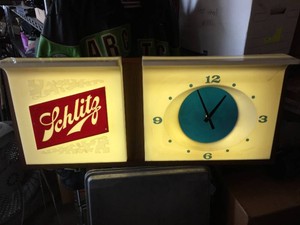Vintage Large SCHLITZ - Beer LightClock - Appears Working 36 x 16