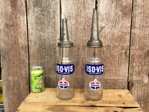 (2) STANDARD OIL Glass Bottles with Spouts