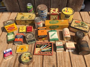 Group Vintage Tins - Cans - Cheese Box