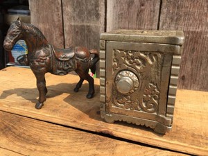 Vintage KENTON BANK and Cast Iron Horse Bank