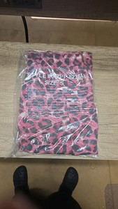 Zenana Pink Leopard Sweatpants with Side Slit Size Small
