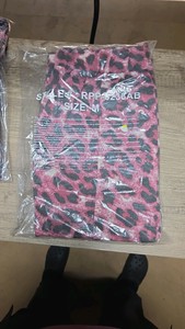 Zenana Pink Leopard Sweatpants with Side Slit Size Medium