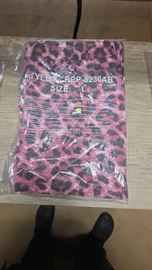 Zenana Pink Leopard Sweatpants with Side Slit Size Large