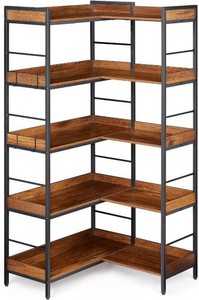 Garvee 5-Tier Bookshelf with 4 Hooks