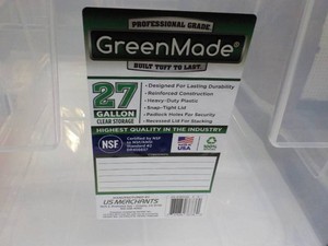 27 Gallon Tote- Lid Cracked Stapler...