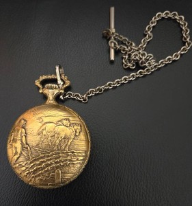 Vintage Mechanical Pocket Watch (Star Watch Co). Circa (1872-1873) - Total Production 14,400 Manufactured by Illinois Watch Co - Swiss Made (PLEASE WATCH VIDEOs to show watch movement). Case shows man harvesting his crop.