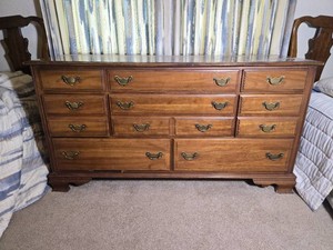 Traditional Cherry-Tone 12-Drawer Triple Dresser