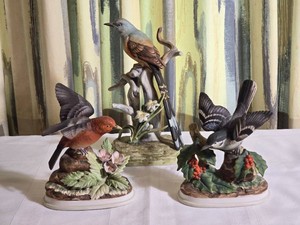 Andrea by Sadek Scarlet Tanager and Songbird Figurines, Set of 3