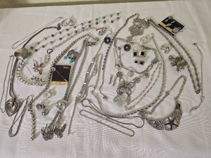 Vintage Silver Tone Costume Jewelry Collection