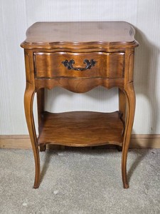 French Provincial Style One Drawer Nightstand with Lower Shelf