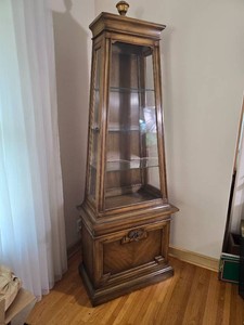 Traditional Glass Curio Display Cabinet with Lower Storage