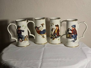 Norman Rockwell Collector Stein Collection, Four Pieces