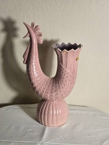 Vintage Red Wing Pottery Pink Rooster Vase (AS)