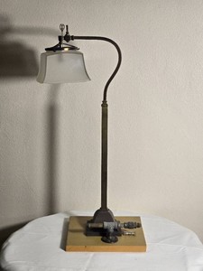 Vintage Industrial Machine Shop Gas Lamp with Frosted Glass Shade