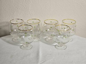 Shamrock Gold Rim Brandy Snifters, Set of Six