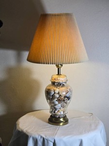 Seashell Filled Glass Table Lamp