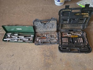 Assorted Socket and Ratchet Tool Sets with Cases
