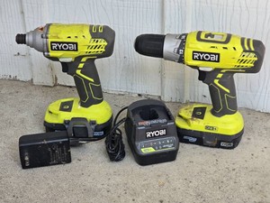Ryobi 18V ONE Plus Drill and Impact Driver Set with Batteries and Charger