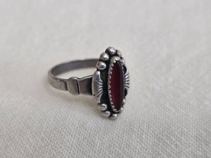 Southwestern Sterling Silver Red Cabochon Ring, 3g