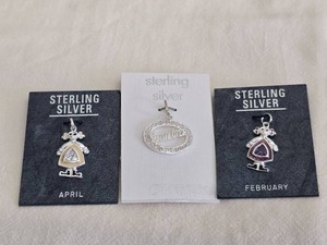 Sterling Silver �Grandma� and April Birthstone Pendants