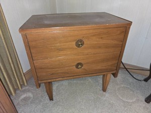 Mid Century Modern Two Drawer Nightstand