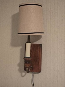 Traditional Wood and Brass Wall Sconce Lamp Pair