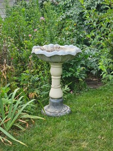 Scalloped Concrete Bird Bath