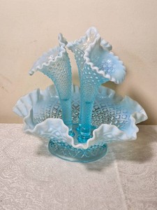 Fenton Glass Blue Opalescent Epergne
