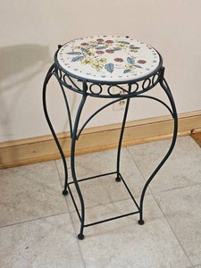 Floral Tile Plant Pedestal
