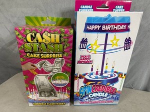 New Spinning and Singing Candle, New Cash Stash Cake Surprise Hidden Cash Box