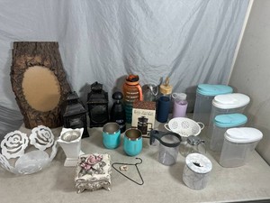 Assorted Household, Water Bottles, Picture Frame, French Press, Home Decor, Food Storage, and More