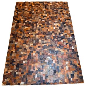 Polytuft Jeans Label Upcycled Patchwork Leather Area Rug