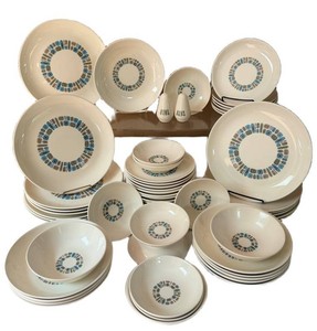 Vintage Temporama Dinnerware Set by Canonsburg Pottery (Lot of 58)