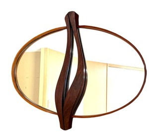 Wall Mirror Mid Century Modern Sculptural Wood Frame