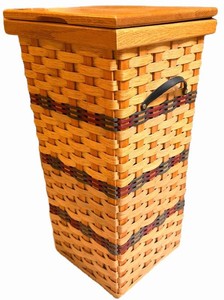 Handmade Dan Swartzentruber Family Square Laundry Basket with Wood Lid