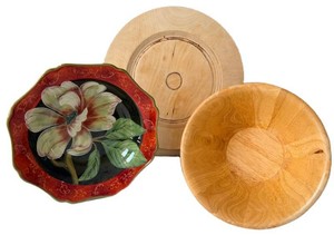 Decorative Wood Bowls & Ceramic Plate Mixed Lot Certified International Patricia Brubaker