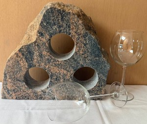 Stone Wine Rack With 2 Wine Glasses & Manual Opener