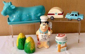 Ceramic Novelty Salt & Pepper Shakers & Butter Dish Mixed Lot (6-Piece)