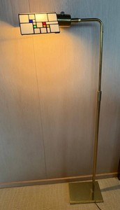 Floor Lamp Brass Stained Glass Shade 46 in