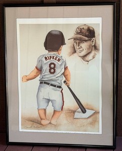 Framed Baseball Print Kenneth Gatewood I Can Do That Cal Ripken Jr. & Lou Gehrig
