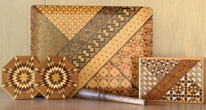 Wood Inlay Boxes, Coasters & Turned Wood Tool Mixed Lot