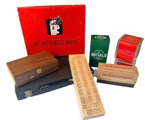 Word Game Mixed Lot Scattergories, Initials, TableTopics, Storymatic, Dominoes, Cribbage &