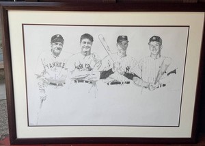 G - New York Yankees Framed Baseball Print