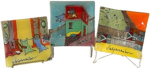 Decorative Fused Glass Valparaiso Chile House Trays (Lot of 3)