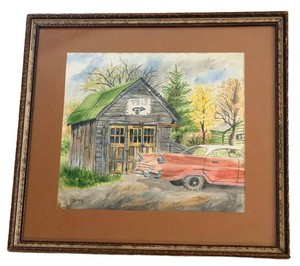 Framed Watercolor Painting Signed T.J. Rep