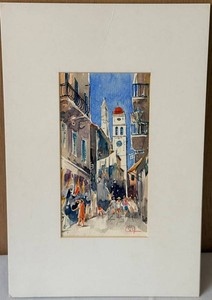 European Street Scene Watercolor Painting